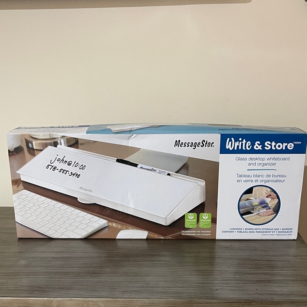 White Glass Desktop Organizer